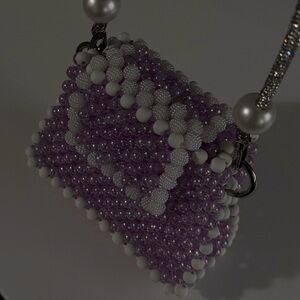 Beaded Purple & White Handbag